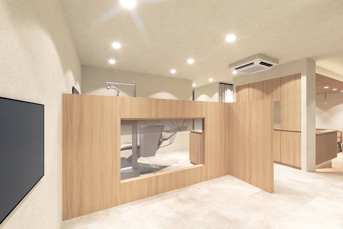 キッズスペースが見える診療室